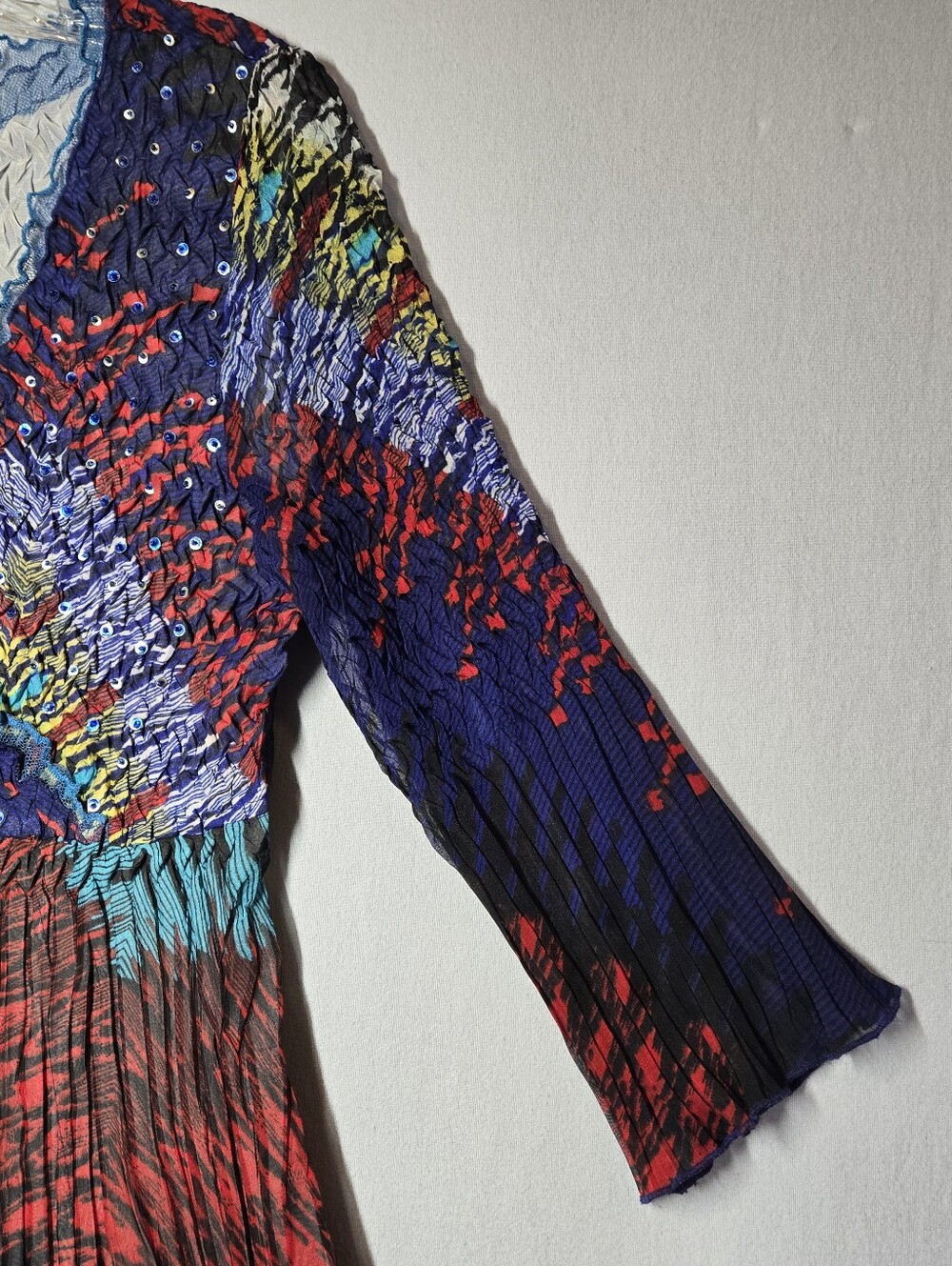 Alberto Makali Crinkle Pleated Tunic Top Women's Medium Abstract Print - Picture 4 of 12